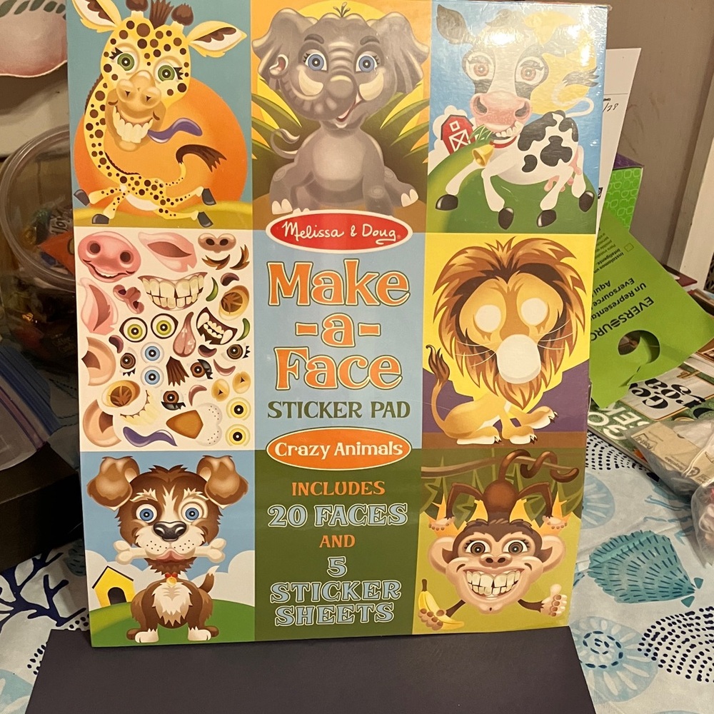 Melissa & Doug Make-a-Face Sticker Pad - Vibrant Animal Fun